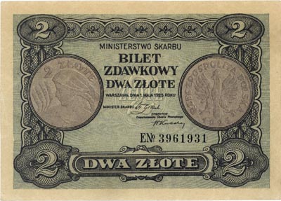 2 złote 1.05.1925, seria E, Miłczak 60, Lucow 70