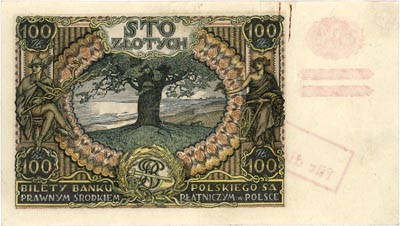 100 złotych 9.11.1934 /1939/, z nadrukiem władz 