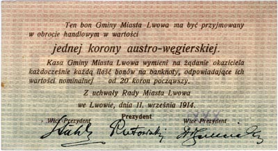 Lwów, 1 korona 11.09.1914, seria XXXI, Podczaski G-203-A-1, piękna