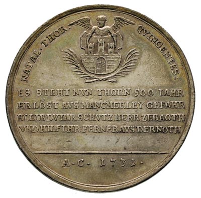 medal na 500-lecie miasta Torunia 1731 r., Aw: P