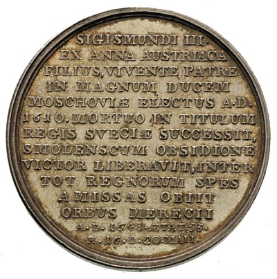 Władysław IV, medal autorstwa J.J.Reichla, Aw: P