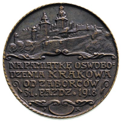 Oswobodzenie Krakowa, medal sygnowany JR (Jan Ra