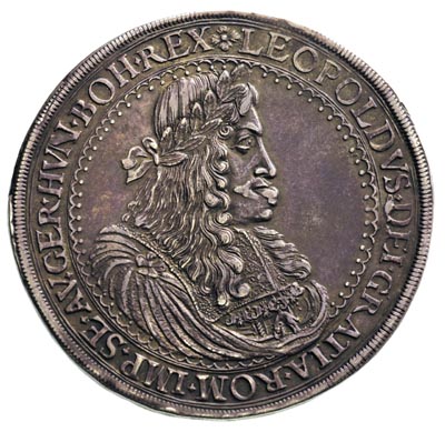 Leopold I 1657-1705, dwutalar 1678, Graz, srebro 57.13 g, Dav. -, Herinek 566, rzadki, ciemna patyna
