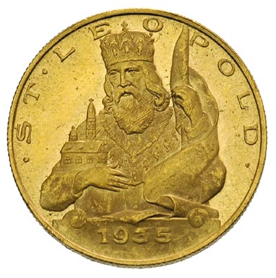 I Republika 1918-1938, 25 szylingów 1935, Św. Leopold, złoto 5.88 g, Fr. 524, rzadkie