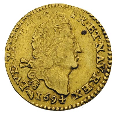 Ludwik XIV 1643-1715, 1/2 louis d’ora 1694 D, Ly