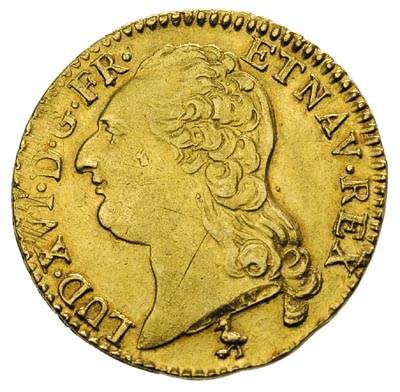 Ludwik XVI 1774-1793, louis d’or 1786 A, Paryż, złoto 7.64 g, Fr. 475, Gadoury 361, justowany, ale drobne rysy w tle, patyna