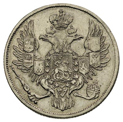 3 ruble 1835, Petersburg, platyna 10.23 g, Bitkin 81, Fr. 160, naprawiane tło na awersie