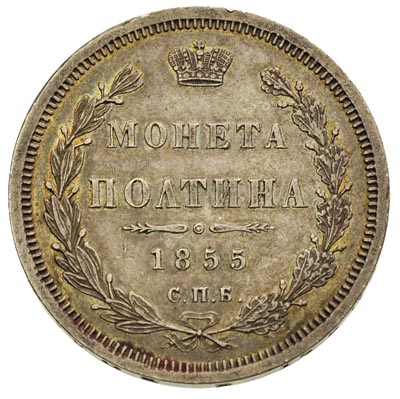 połtina 1855 H-I, Petersburg, Bitkin 271, ładnie zachowany egzemplarz, patyna