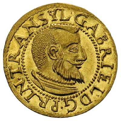 Gabriel Batory 1608-1613, dukat 1613, złoto 3.47 g, Resch 193, Fr. 332, lekko gięte, pięknie zachowane
