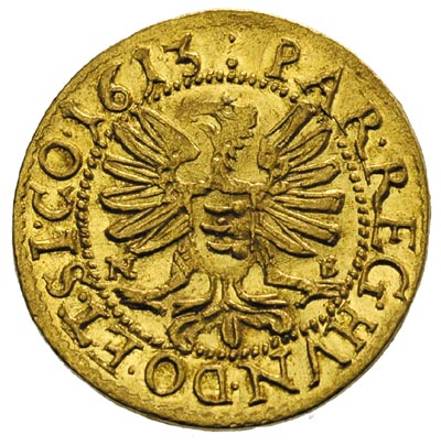 Gabriel Batory 1608-1613, dukat 1613, złoto 3.47 g, Resch 193, Fr. 332, lekko gięte, pięknie zachowane