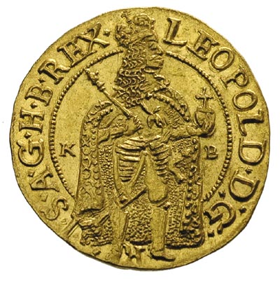 Leopold I 1657-1705, dukat 1685 K-B, Krzemnica, złoto 3.48 g, Huszar 1321, Herinek 351, Fr. 128, wyśmienity