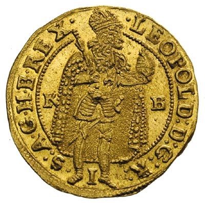 Leopold I 1657-1705, dukat 1694 K-B, Krzemnica, złoto 3.48 g, Huszar 1321, Herinek 360, Fr. 128, wyśmienity