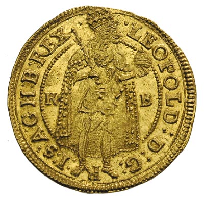 Leopold I 1657-1705, dukat 1695/4 K-B, Krzemnica, złoto 3.49 g, Huszar 1322, Herinek 361, Fr. 128, wyśmienity