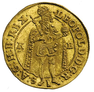 Leopold I 1657-1705, dukat 1696 K-B, Krzemnica, złoto 3.48 g, Huszar 1322, Herinek 362, Fr. 128, wyśmienity
