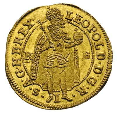 Leopold I 1657-1705, dukat 1699 K-B, Krzemnica, złoto 3.48 g, Huszar 1322, Herinek 365, Fr. 128, wyśmienity