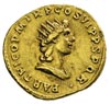 Trajan 98-117, aureus 114-117, Rzym, Aw: Popiersie cesarza w prawo, Rw: Głowa Sola w prawo i napis..
