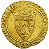 Karol VI 1380-1422, ecu d’or, Aw: Ukoronowana tarcza z trzema liliami, Rw: W obramowaniu ozdobny k..