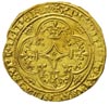 Karol VI 1380-1422, ecu d’or, Aw: Ukoronowana tarcza z trzema liliami, Rw: W obramowaniu ozdobny k..