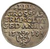 trojak 1539, Gdańsk, na awersie końcówka napisu PRVS, Iger G.39.1.e, ładna stara patyna, piękny eg..