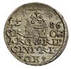 trojak 1586, Ryga, odmiana z małą głową króla, awers Iger R.86.2.d, rewers Iger R.86.2.a, Gerbasze..