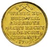 dukat górniczy 1709 ze złota w kopalni we Freibergu, Aw: Napis nad stokiem góry z symbolami 7 plan..
