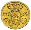 odbitka w złocie trojaka 1755, Gdańsk, złoto 3.47 g, H-Cz. 10409 R5, Iger G.55.2.a, ale nie notuje..