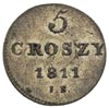 5 groszy 1811, Warszawa, litery IS, Plage 94, moneta przebita z 1/24 talara pruskiego, patyna