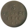 3 grosze 1811, Warszawa, litery IB, Plage 86, Iger KW.11.2.a, moneta w pudełku NGC z certyfikatem ..