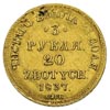3 ruble = 20 złotych 1837, Petersburg, złoto 4.01 g, Plage 305, Bitkin 1078 R, Fr. 111, nieco uszk..