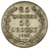25 kopiejek = 50 groszy 1846, Warszawa, Plage 385, Bitkin 1252, piękne, delikatna patyna
