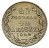 20 kopiejek = 40 groszy 1842, Warszawa, Plage 389, Bitkin 1256