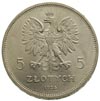 5 złotych 1928, Bruksela, Nike, Parchimowicz 114.b, rysy na rewersie