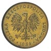 10 złotych 1989, Warszawa, na rewersie wypukły napis PRÓBA, mosiądz, Parchimowicz P.288.b, moneta ..
