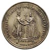 medal patriotyczno-religijny wybity w 1861 r. na pamiątkę Unii w Horodle, Aw: Postacie Jadwigi i J..