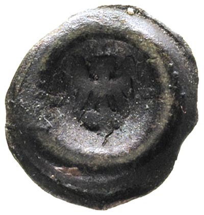 brakteat, Orzeł pruski na tle długiego krzyża, srebro 0.23 g, Waschinski 114, rzadki, patyna