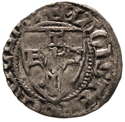 Winrych von Kniprode 1351-1382, kwartnik, Aw: Tarcza wielkiego mistrza, Rw: Krzyż prosty, Vossberg 120, patyna