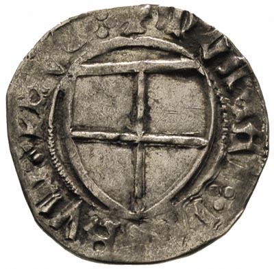 Ulryk von Jungingen 1407-1410, szeląg, Aw: Tarcza wielkiego mistrza, Rw: Tarcza krzyżacka, Vossberg 496