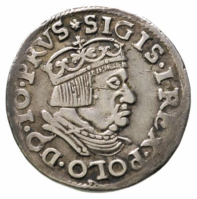 trojak 1537, Gdańsk, popiersie króla w koronie, Iger G.37.1.a R1, T. 2, patyna