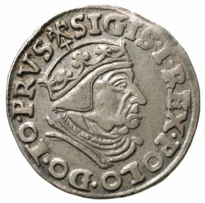 trojak 1538, Gdańsk, korona królewska z krzyżyki