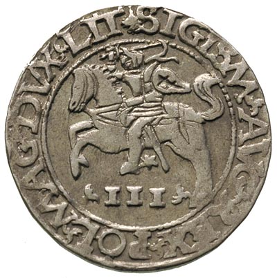 trojak 1565, Wilno lub Tykocin, Iger  V.65.1.d R5, Ivanauskas 647:95, T. 15, rzadka moneta z cytatem z psalmu zwana trojakiem szyderczym