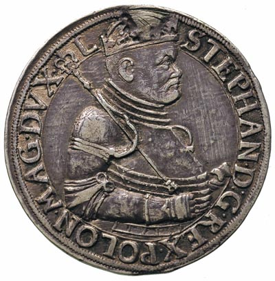 talar 1586, Nagybanya, Aw: Półpostać króla i nap