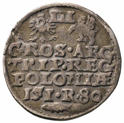trojak 1580, Olkusz, odmiana z herbem Glaubicz n
