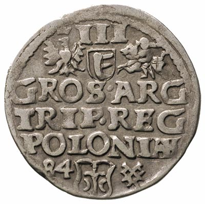 trojak 1584, Poznań, na awersie mała głowa króla, Iger P.84.1.a R1, nieco rzadszy rocznik