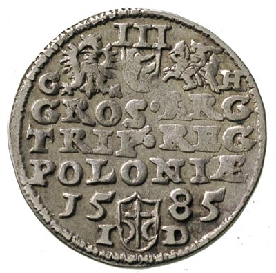 trojak 1585, Olkusz, po bokach Orła i Pogoni litery G - H, Iger O.85.2.b R1
