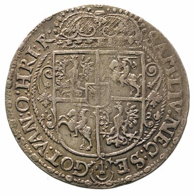 ort 1621/0, Bydgoszcz, przebita data na stemplu, H-Cz. 9618 R8, jeden z najrzadszych ortów Zygmunta III, moneta z 20 aukcji WCN, patyna