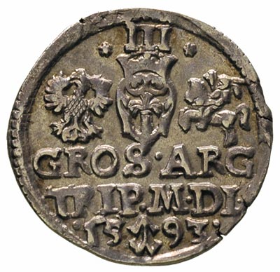 trojak 1593, Wilno, odmiana z datą u dołu, Iger 