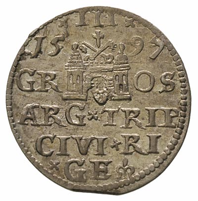 trojak 1597, Ryga, Iger R.97.1.b, Gerbaszewski 5