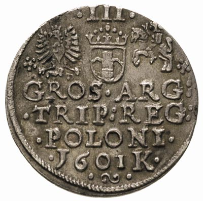 trojak 1601, Kraków, odmiana z popiersiem króla w lewo, Iger K.01.1.a R1, ładny, patyna