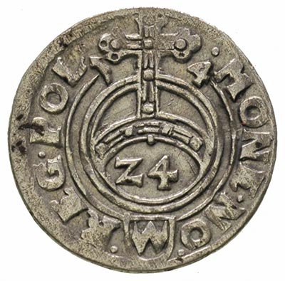 półtorak 1614, Bydgoszcz, T. 4, rzadki typ monety z Orłem i cyfrą 3 na awersie, ładnie wybity i dobrze zachowany