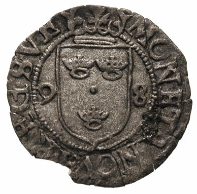 1/2 öre 1598, Sztokholm, Ählström 23, moneta pęknięta, ale ładnie zachowana